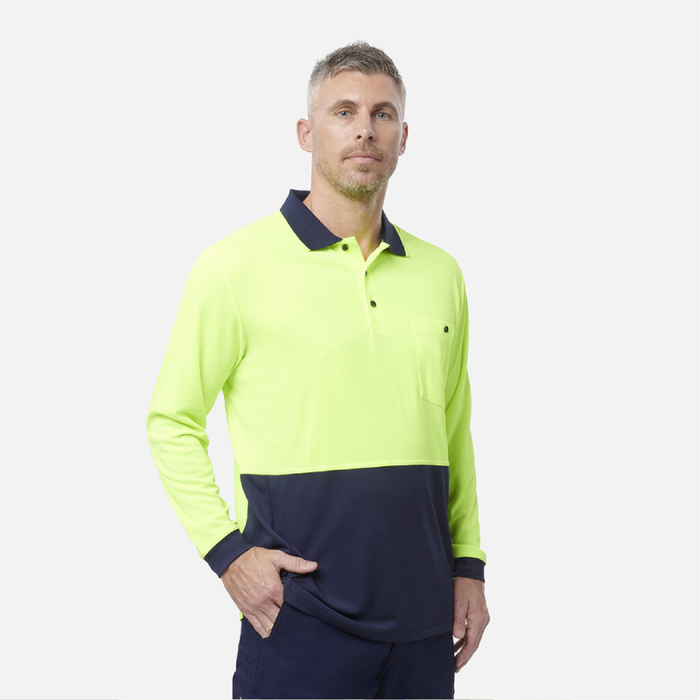 King Gee Hyperfreeze Spliced Long Sleeve Polo