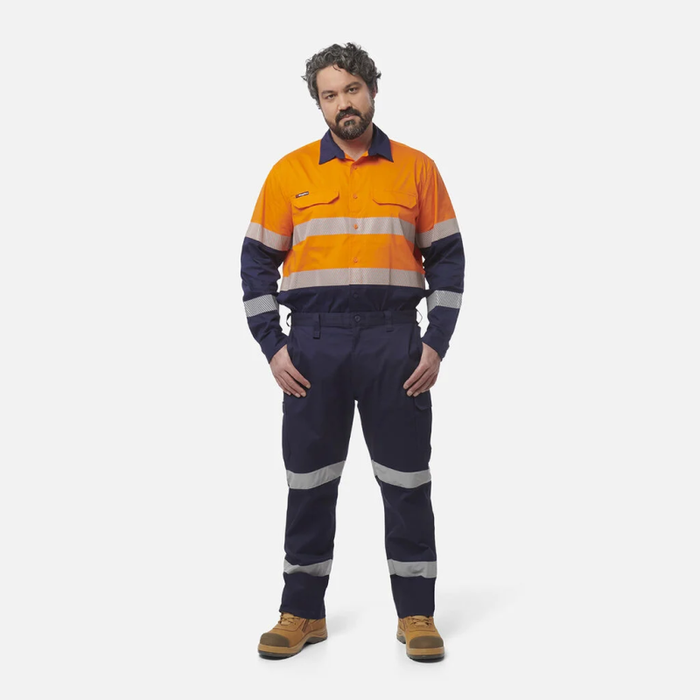 King Gee Stretch Bio Motion Cargo Hi-Vis Reflective Pants - Navy