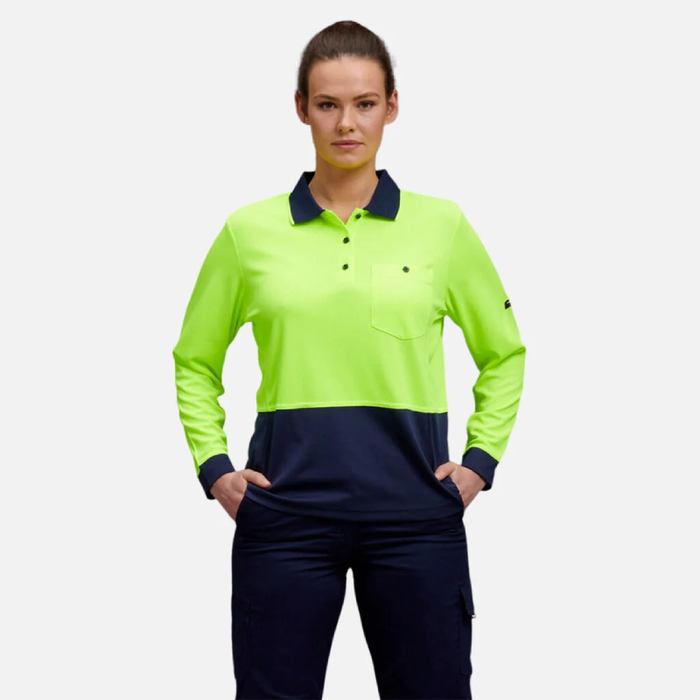 King Gee HyperFreeze Women's Spliced Polo Long Sleeve