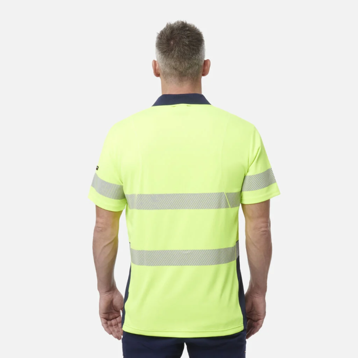 King Gee Men's High Visibility Short Sleeve Polo - Taped Work Cool - Yellow - Orange