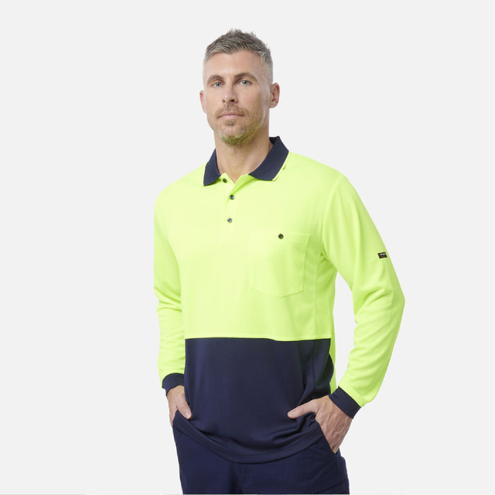 King Gee Hyperfreeze Spliced Long Sleeve Polo