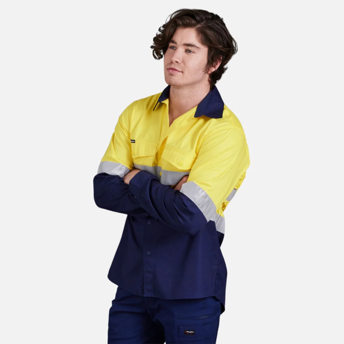 King Gee Workcool 2 Hi-Vis Reflective Spliced Shirt Long Sleeve - Shopica Pty Ltd