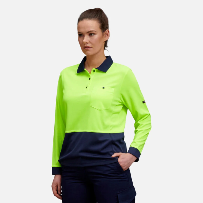 King Gee HyperFreeze Women's Spliced Polo Long Sleeve