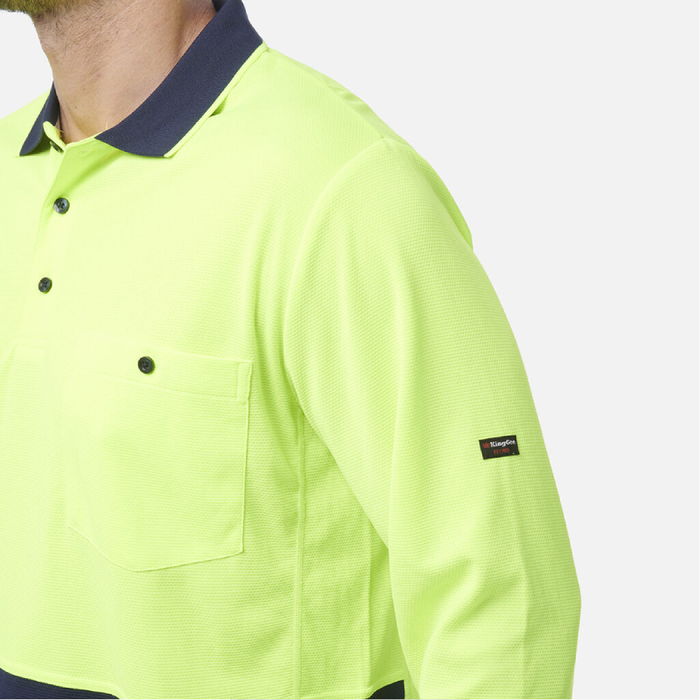 King Gee Hyperfreeze Spliced Long Sleeve Polo