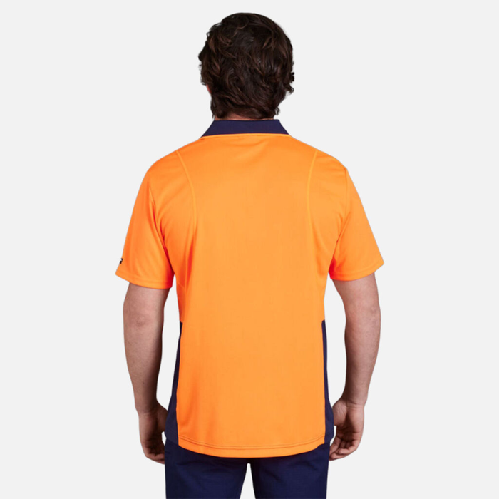 King Gee Workcool Hyperfreeze Men's Spliced Polo Short Sleeve - Orange - Yellow