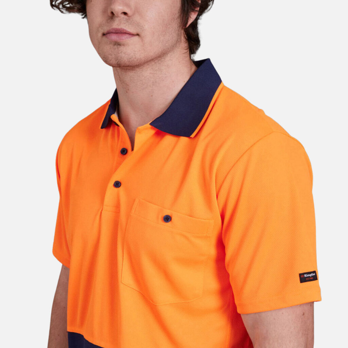 King Gee Workcool Hyperfreeze Men's Spliced Polo Short Sleeve - Orange - Yellow