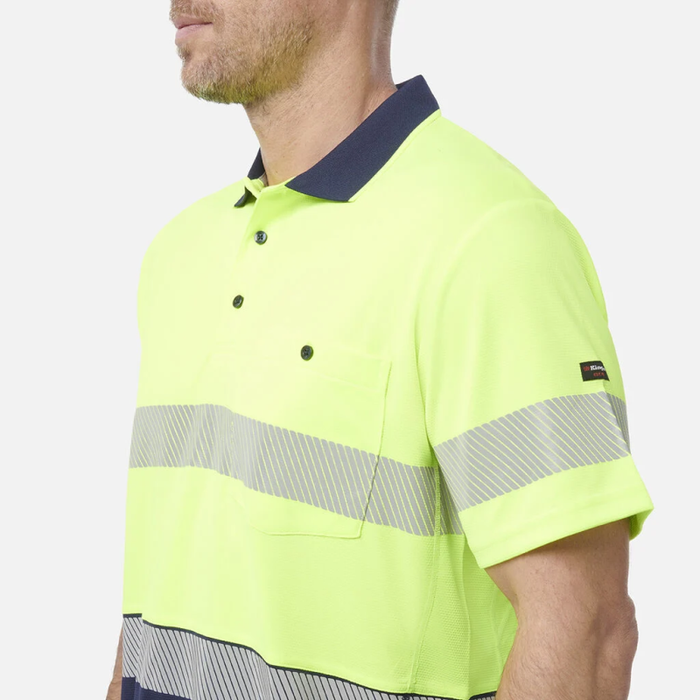 King Gee Men's High Visibility Short Sleeve Polo - Taped Work Cool - Yellow - Orange