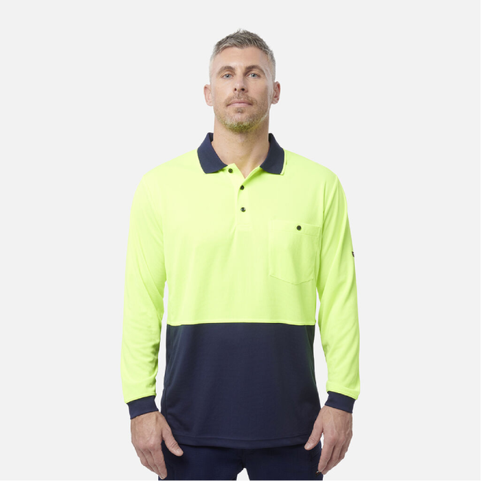 King Gee Hyperfreeze Spliced Long Sleeve Polo