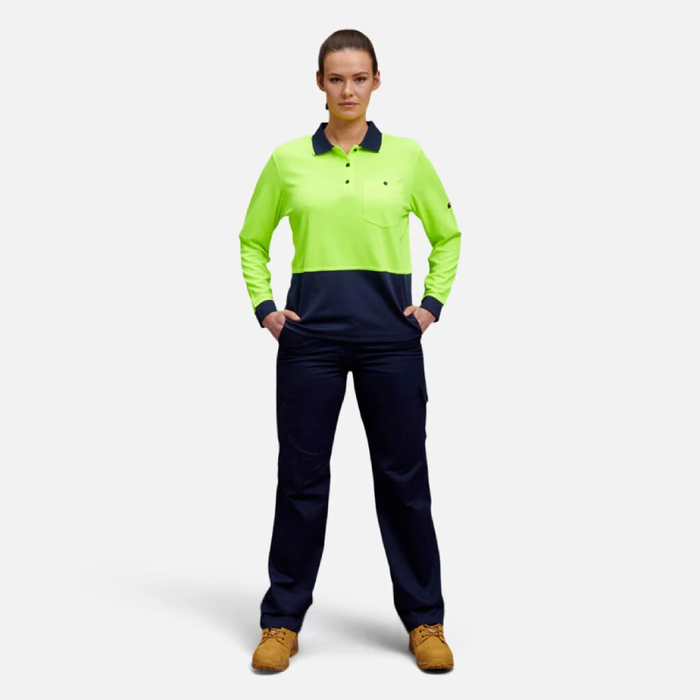 King Gee HyperFreeze Women's Spliced Polo Long Sleeve