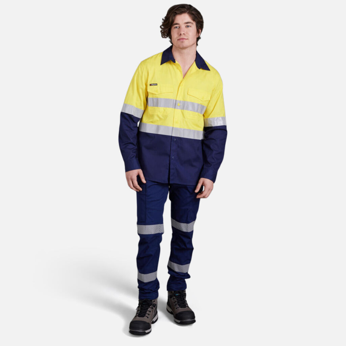 King Gee Workcool 2 Hi-Vis Reflective Spliced Shirt Long Sleeve - Shopica Pty Ltd