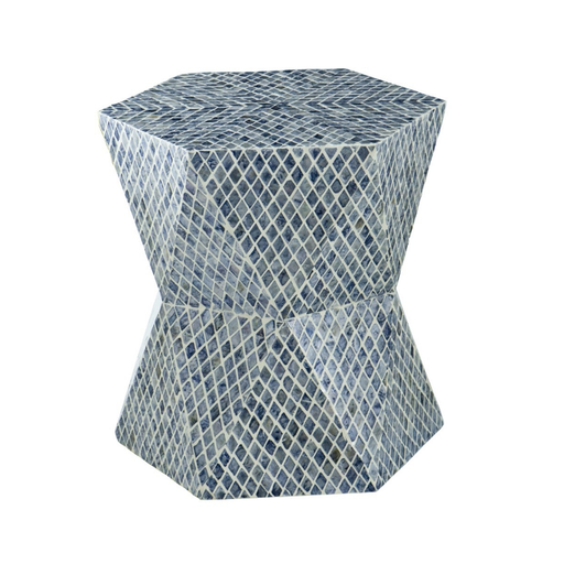 Close-up of the Intricate Blue and White Pattern on Diamond Shaped Stool