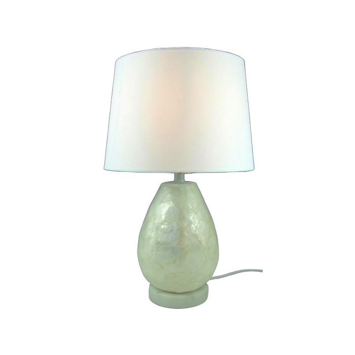 Pearl Table Lamp Marble Base White Shade - Shopica Pty Ltd