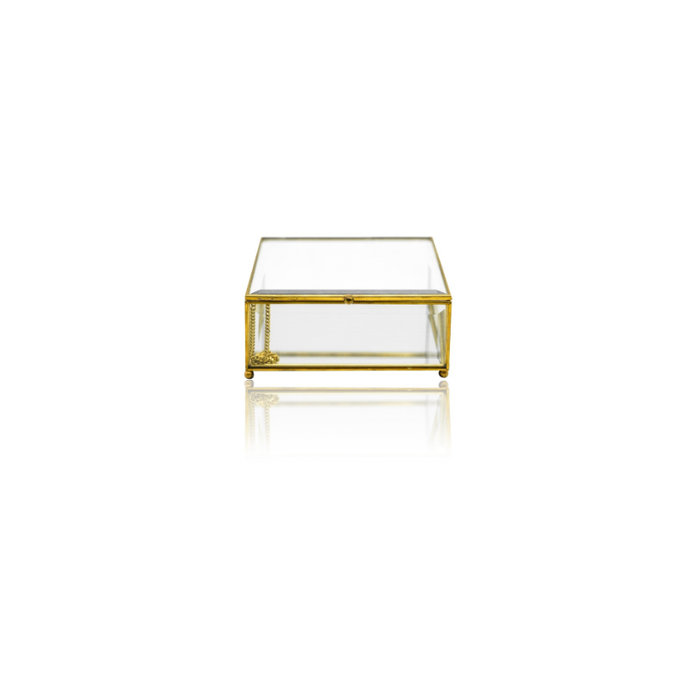 Modern meets antique in this unique brass glass display box