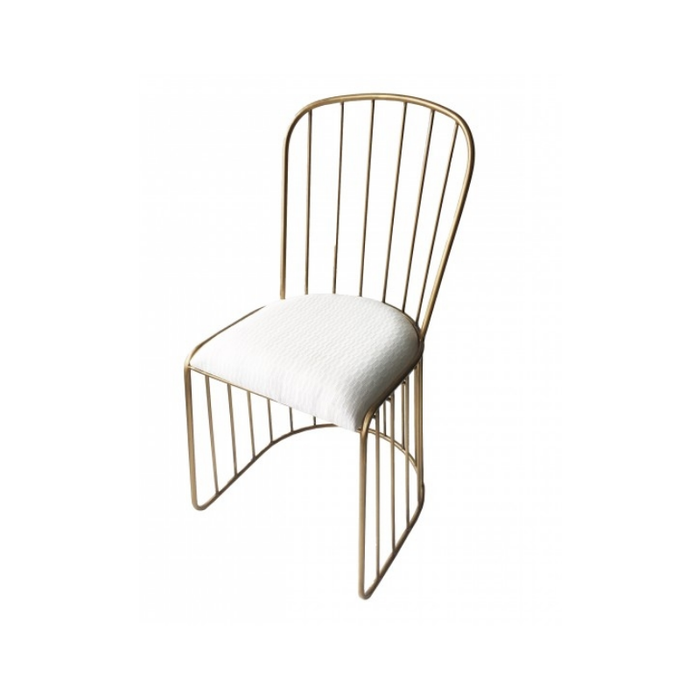 Chic white and gold padded chair blending elegance with comfort for any room decor