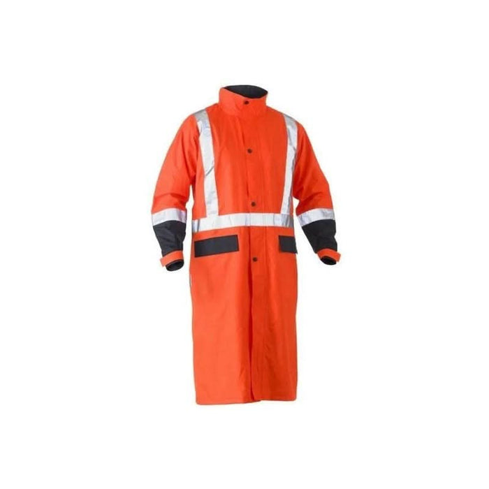 Bisley Reflective Taped Hi Vis Long Rain Coat Day Night Jacket - Shopica Pty Ltd