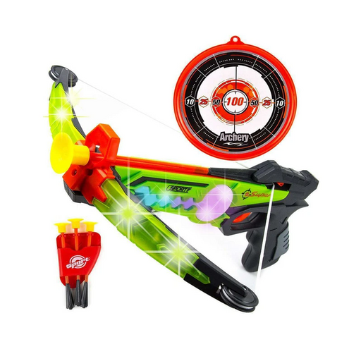 Young hero in the making with the Luminous Archer Light Up CrossBow Set, poised for playful precision