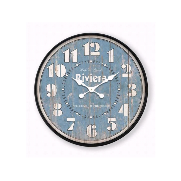 Azure Timekeeper: Riviera Blue Iron Wall Clock