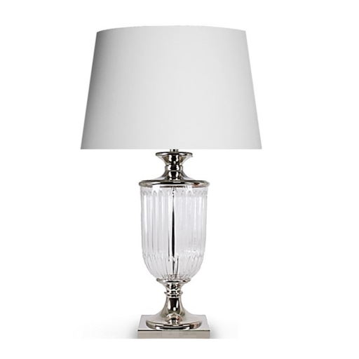 Milan Glass Lamp And White Shade Bedroom Living Room Table Lamp