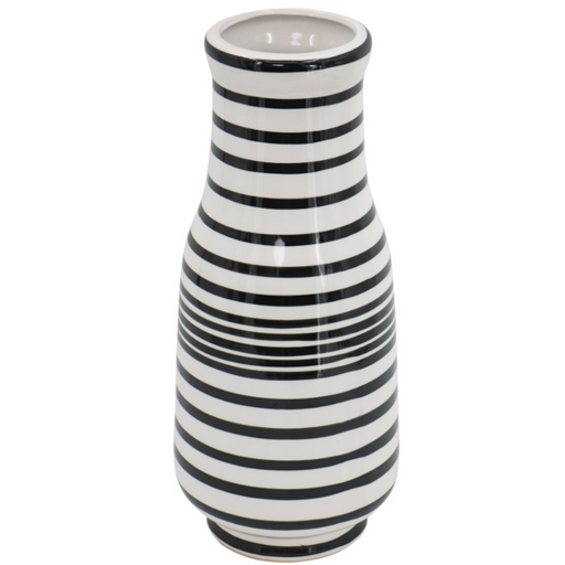 Tall Hand Painted Vase in striking black and white, perfect for contemporary home settings.