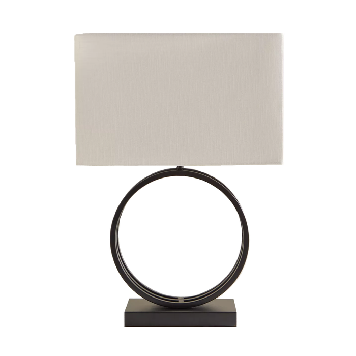 Olimpia Circle Lamp Black Base White Shade - Shopica Pty Ltd