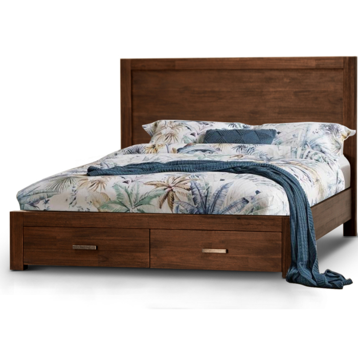 Zurich 4 Piece King Bedroom Suite Set with Bedsides Tallboy Walnut - Shopica Pty Ltd