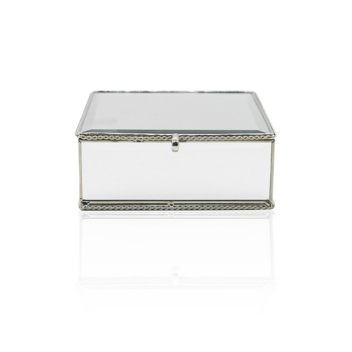 Silver String Rope Style Mirror Jewellery Box