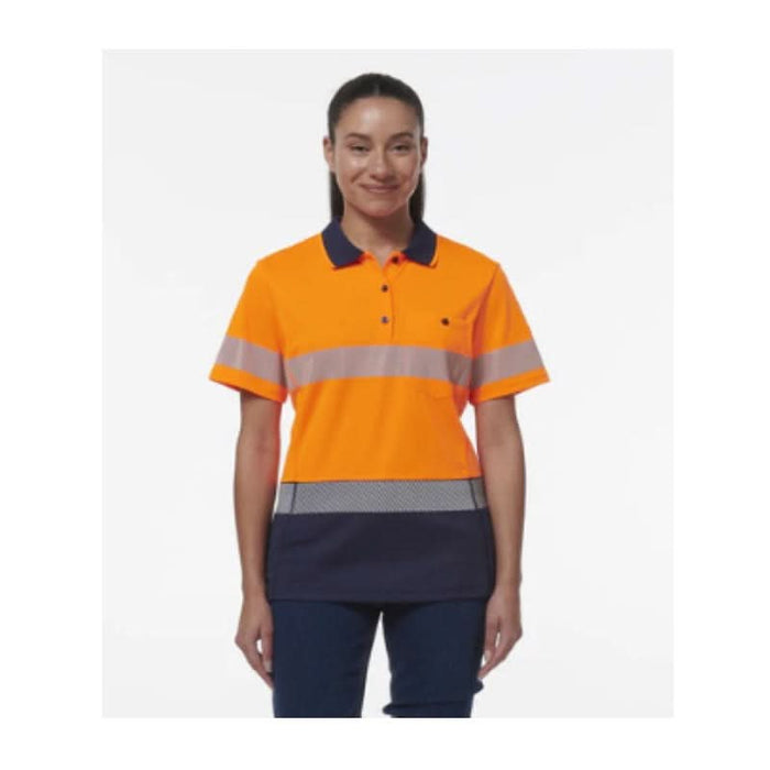 King Gee Women's Workcool Hyperfreeze Spliced Short Sleeve Polo With Segmented Tape - Shopica Pty Ltd