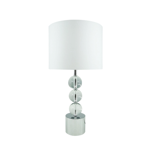 The Windsor Crystal Table Lamp is standing elegantly, a fusion of metal and glass.