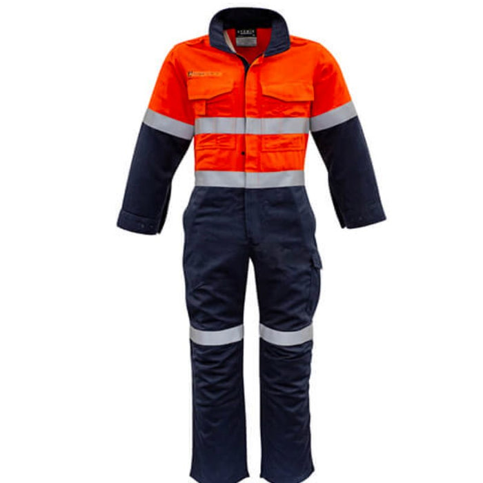 Syzmik Mens Orange Flame Overall Hoop Taped Reflective Coverall Day Night