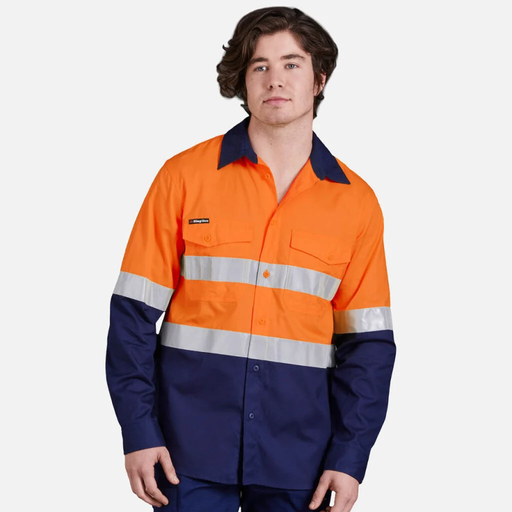 King Gee Workcool 2 Hi-Vis Reflective Spliced Shirt Long Sleeve - Shopica Pty Ltd