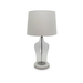 Coastal Glass Table Lamp with elegant glass base and calming silver white shade, perfect for serene home decor