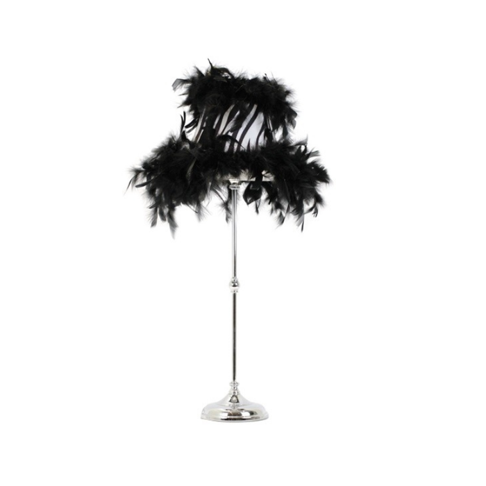 Chrome Metal Lamp With Black furry Shade Table Lamp - Shopica Pty Ltd