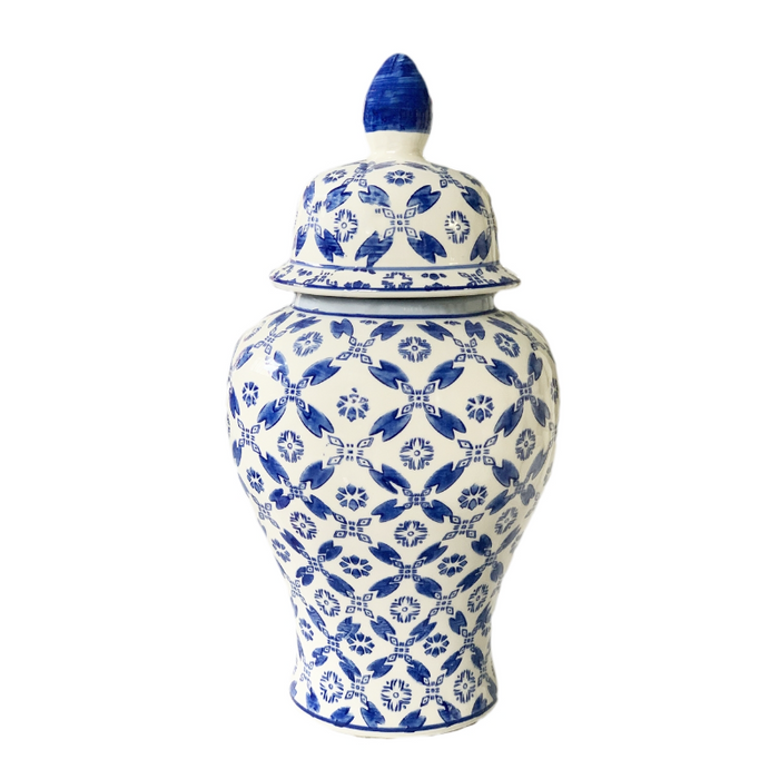 Blue & White Temple Jar as a centrepiece,