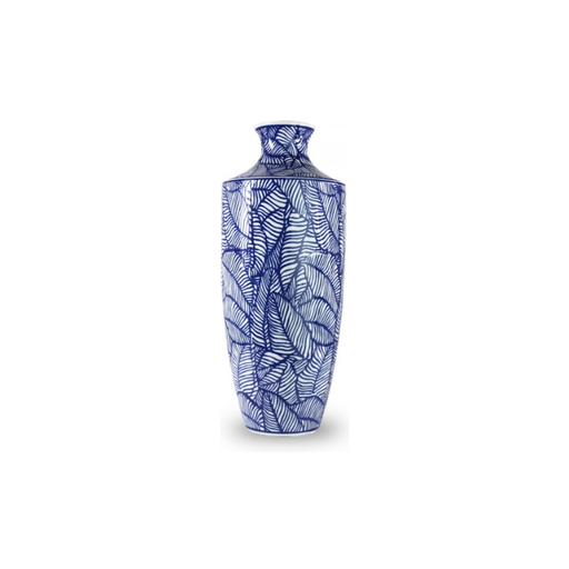 Blue & White Banana Leaves Vase: A Tropical Elegance