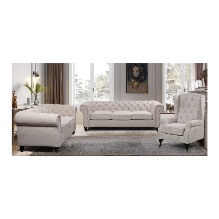 The Chesterfield Beige Sofa Set Elevating Home Decor with Its Sophisticated Design