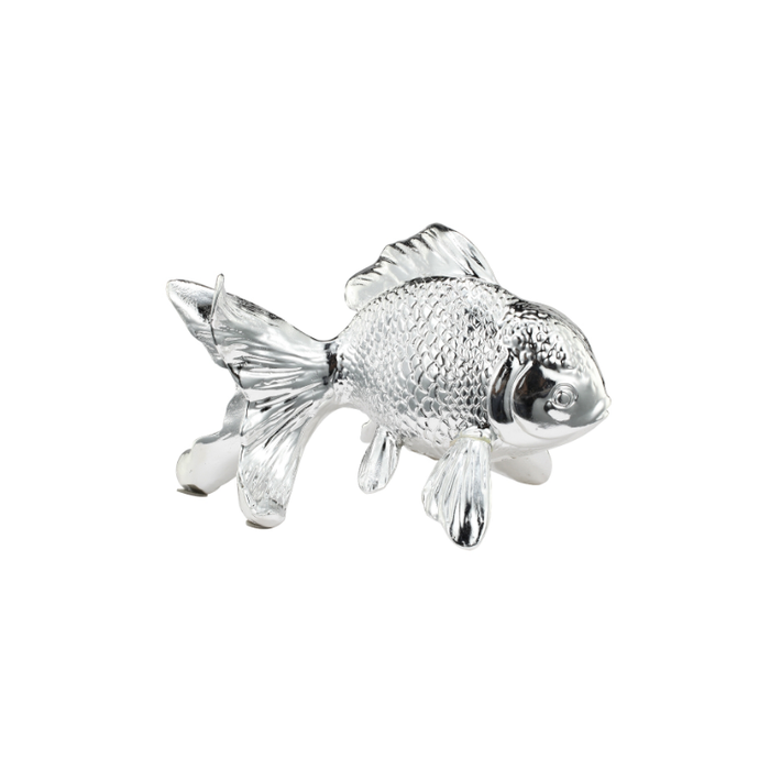 Splash of Elegance: Mirror Silver Gold Fish Statue Ornament