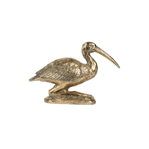 Elegant golden kneeling seabird figurine, bringing a serene coastal charm to interiors.