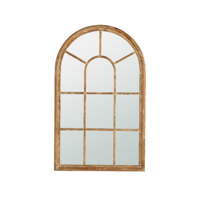 Arched Accent Wood Trim & Panelled Window Style Mirror