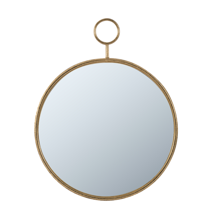 Gold Round Timepiece Iron Framed Accent Mirror