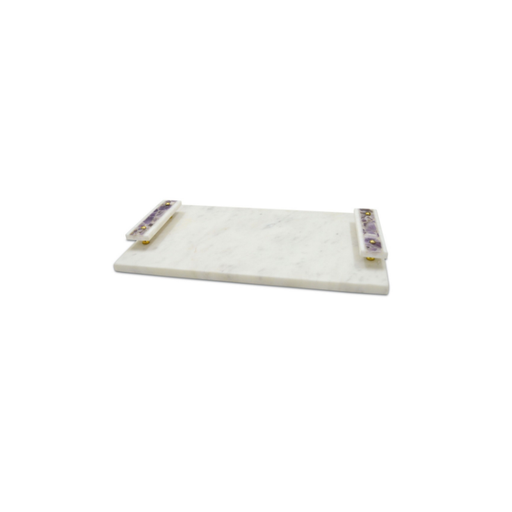 White Marble Tray with Sleek Handle Ready to Elevate Your Serving ExperienceWhite Marble Tray with Sleek Handle Ready to Elevate Your Serving Experience