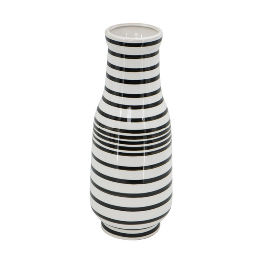Black and White Hand Painted Vase: Artful Simplicity