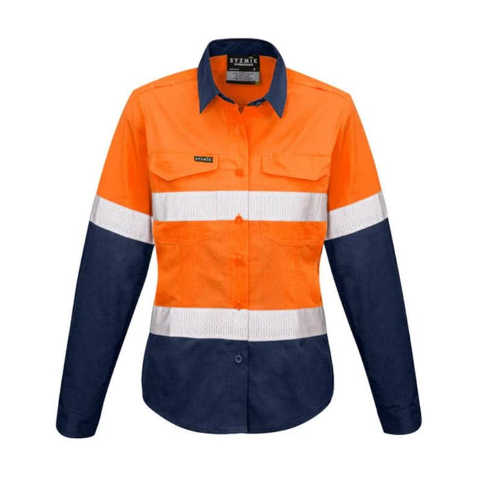 Syzmik Womens Rugged Cooling Reflective Day Night Taped Hi Vis Spliced Long Sleeve Shirt - Shopica Pty Ltd