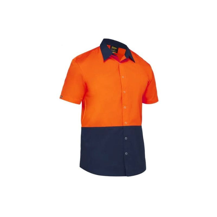 Bisley Two Tone Hi VIS Short Sleeve Button Up Tradie Work Shirts - Shopica Pty Ltd