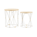 Set of 2 Bamboo Weave Iron Side Tables in Distressed White – Rustic Elegance