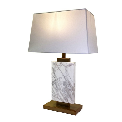 White Marble Living Lamp with modern geometric shade – a touchstone for sophisticated interiors.