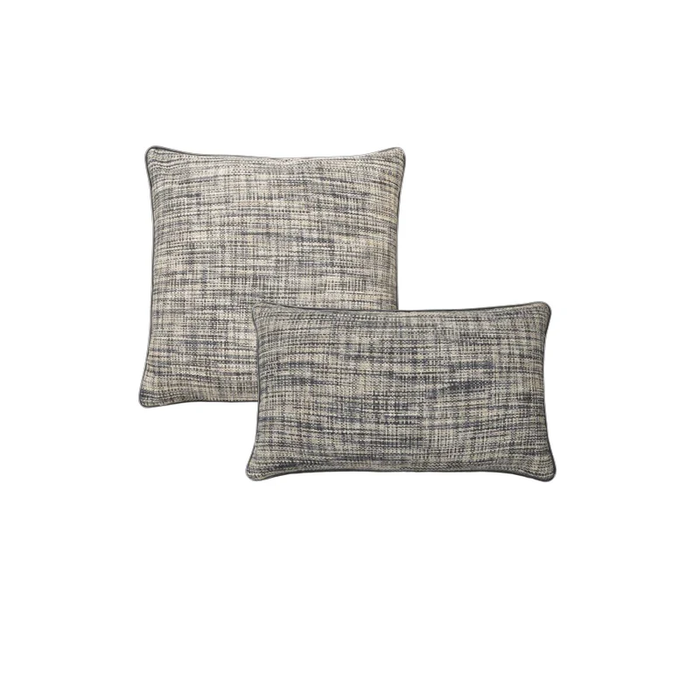 Grey Cotton Classic Pattern Cushion - Duck Feather Insert