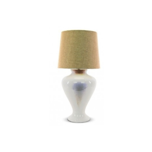 Ceramic Lamp White Pearl with Cream Shade elegantly lighting up a chic living space