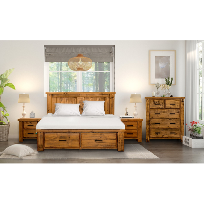 Outback King Bed Ensemble Kit with Tallboy & Bedsides Bedroom Suite - Shopica Pty Ltd