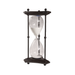 Elegant Tri-Pillar Elegance Hourglass with serene white sand encased in a striking black stand - the epitome of sophistication in home decor