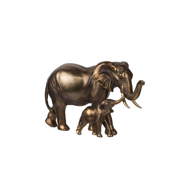 Eternal Bond: Bronzed Africa Mother And Baby Elephant Statue Ornament